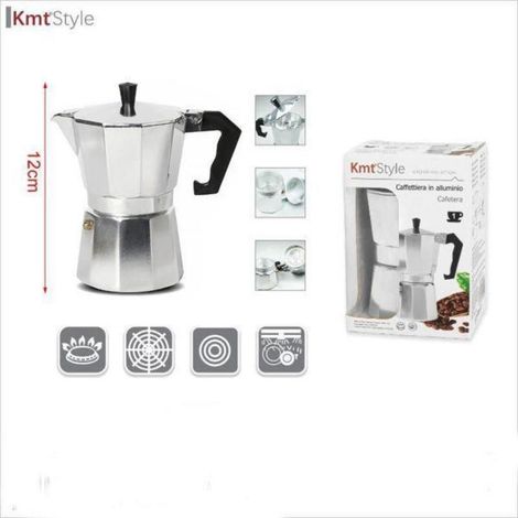 1 taza cafetera moka clasica aluminio tipo italiana apta para gas,vitro,induccion