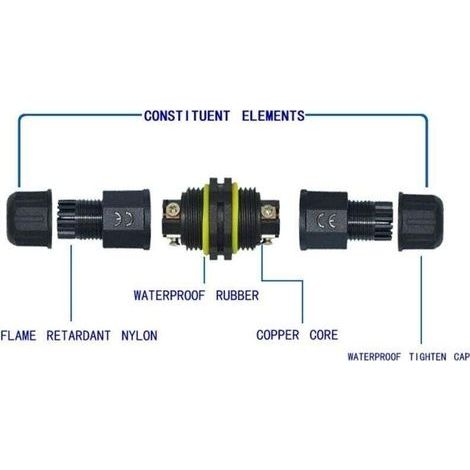 4er-Pack 3-polige wasserdichte Anschlussdose für den Außenbereich, IP 68, elektrische Anschlüsse für 4,5–10 mm Kabel, Außenbereich, Weihnachtsbeleuchtung, Licht, LED-Lampe, Solarbedarf (1/3)