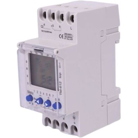 Minuterie programmable numérique 2 canaux TM612 230V 16A – Montage rail DIN – 58 programmes – Gestion été/hiver