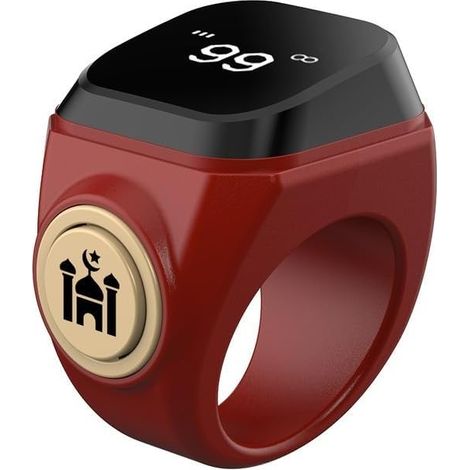 Bague de comptage numérique, compteur Tasbih électronique rechargeable étanche avec batterie de 40 mAh, 3 tailles pour pratique de prière Zikr et musulmane (22 mm, marron) (1/5)