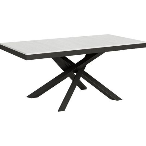 Table extensible blanche et cadre anthracite 160-264cm Klass