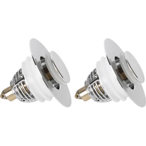 Lot de 2 bouchons de lavabo escamotables pour salle de bain (1/5)