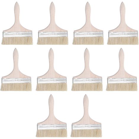 10 Stück 6,5-Zoll-Pinsel, ergonomischer Holzgriff, vielseitiger Wollpinsel, ca. 240 mm, zum Reinigen von Farbflecken, Metallbürsten und Nylonbürsten (1/4)