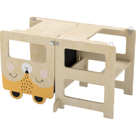 AIYAPLAY Sgabello per Bambini per Bambini con Lavagna e Tavolino color Legno (1/5)