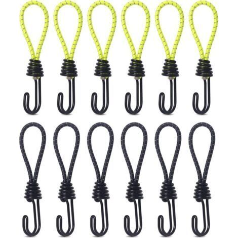 UlisemBungee Bungee Tensioner, Heavy Duty with Hook, Shock Resistant, Metal, for Camping, Tents, Luggage, Pack of 12 (1/4)