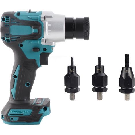 Rivettatrice elettrica senza fili blu, rivettatrice senza fili a LED, utensile manuale automatico per rivetti (batteria e spina non incluse) (1/5)