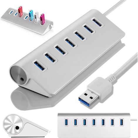 Hub USB 3.0 7 ports en aluminium, répartiteur 1x7 (1/5)