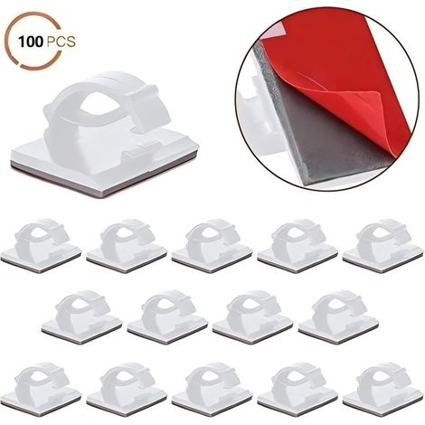 Lot de 100 attaches adhésives réglables pour câbles à fibre optique, attaches de fils et cordons à la maison ou au bureau. (1/5)