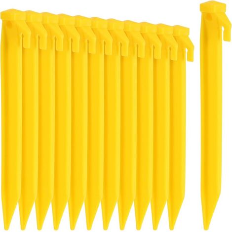 12x piquets de Tente en Plastique - ancrages au Sol pour Le Camping, Le Jardin, la Plage - piquets avec Trou d'extraction de piquets- 22 cm (1/5)