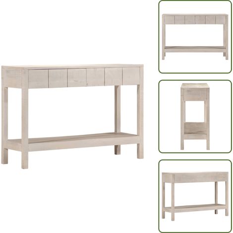 The Living Store Konsolentisch Weiß 110x35x75 cm Massivholz Mango - Konsolentisch (1/5)