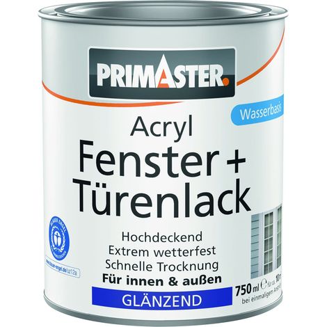 Primaster Acryl Fenster + Türenlack weiß glänzend 750 ml Acryl Lack