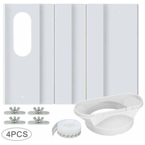 BARKBUSTERS  Kit de Fenêtre pour Climatiseur Portable, avec Coupleur Universel Panneau en PVC Renforcé Réglable Joint de Fenêtre Kit d'Aération de Fenêtre AC pour Coulissante pour 10cm Tuyau d'Échappe (1/4)