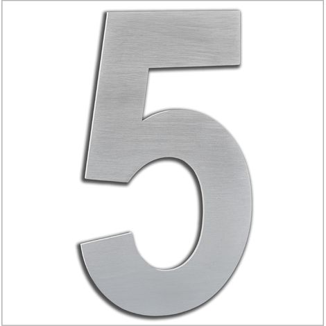 EVI Herrajes  Numero Adesivo per case in Acciaio Inossidabile  Nº 5  20 x 12 cm  Per Muri, Facciate, Portoni o Porte  Per Esterni e Interni  Mod.0660200AM-5 (1/4)
