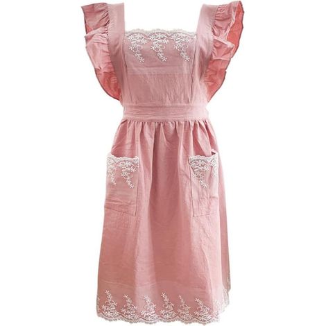 Grembiule da donna regolabile con spalline incrociate, in misto cotone e lino, con finiture in pizzo e 2 tasche adatto per giardinaggio, cucina e cura delle unghie.
