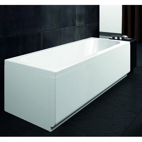 Sanitaire – Pack baignoire ilot 180x80cm – Acrylique blanc brillant – Tablier frontal 180cm – Pieds réglables jusqu'à 15cm