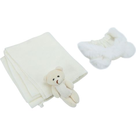 Ensemble pour nouveau-né, bonnet doux pour la peau, poupée ours, accessoires de photographie pour bébé (poupée avec bonnet blanc) (1/5)