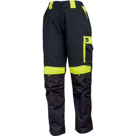 Pantalones de trabajo Urgent URG-Y con muchos bolsillos, color negro/amarillo, talla 60 (1/5)