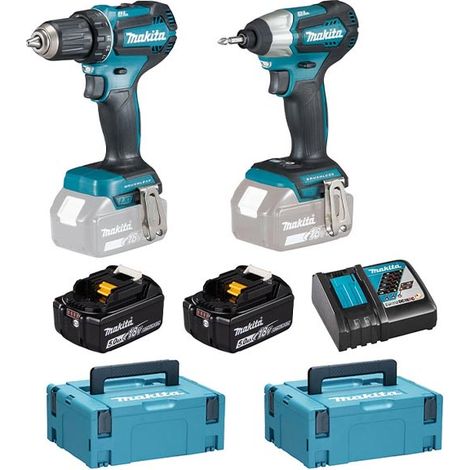 Lot 2 Visseuses 18V 5Ah (DDF485 + DTD155) Makita