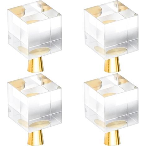 4 Stück Kristall-Schubladenknöpfe (20 x 35 mm), quadratischer Glastürgriff mit Schrauben für Schrankschubladen und Waschtische