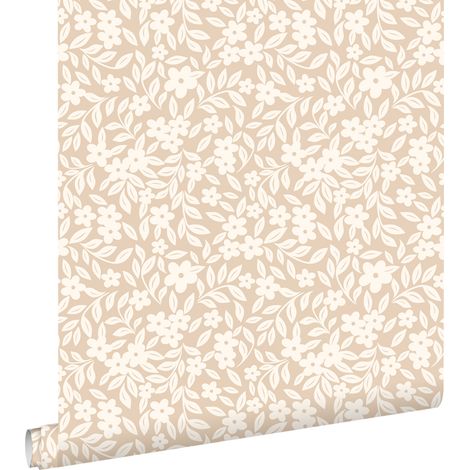 papier peint fleurs beige - ESTAhome (1/5)