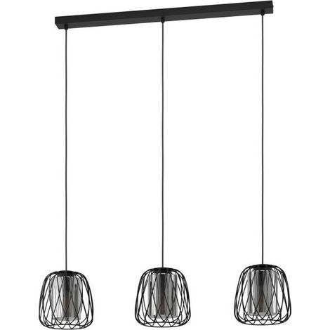 Lampadario Industrial Floresta 3 Luci Acciaio Nero (1/2)