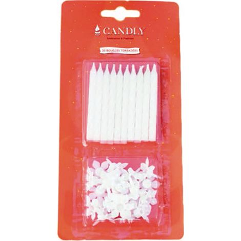 Velas de cumpleaños blancas, paquete de 20 - Eurobougie