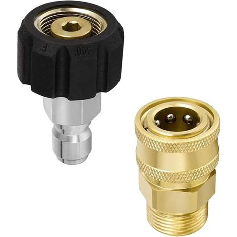 14 pièces Adaptateur pour nettoyeur haute pression, M22-14, acier inoxydable et laiton, connecteurs pivotants, compatibilité universelle (1/5)