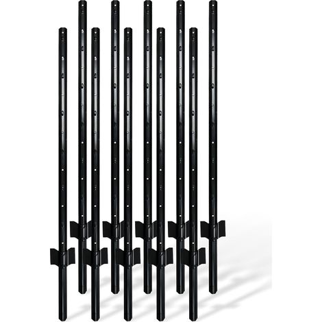 Poteaux de clôture en acier noir, 90 cm, lot de 10 (1/5)