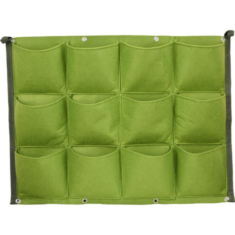 12 Pockets Vertical Greening Hanging Wall Outdoor Garden Plant Growing Bags Planter
