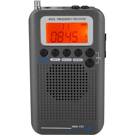 Récepteur radio VHF portable à bande complète pour aéronefs (gris) (1/5)