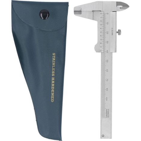 Calibrador de bolsillo, herramienta de medición de acero inoxidable de doble escala para diámetro, profundidad y paso de 0 a 80 mm, 0,05 mm (1/5)