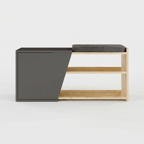 Fiona Sitzbank mit Schuhregal und Ablagen – platzsparendes Design mit Polster - Anthrazit (1/5)