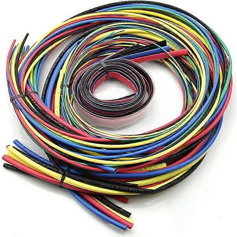 Gaine thermorétractable 55 m/kit, 11 tailles, gaine pour câbles et fils, 6 couleurs (1/5)