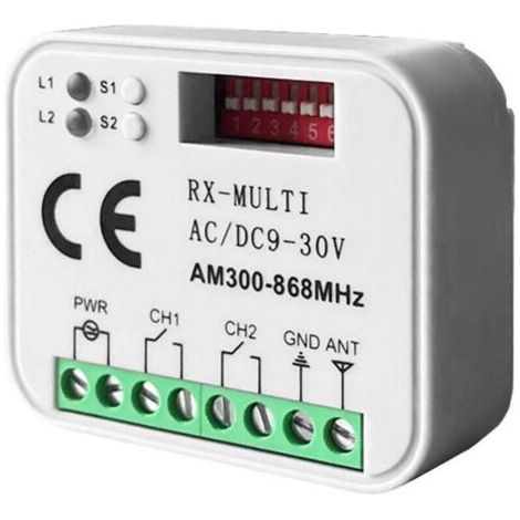 NALOOKAMIC  Récepteur à distance pour portail de garage - RX MULTI 300-900MHZ - 433 868MHz - AC/DC 9-30V - Avec télécommande