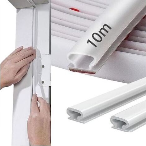 Joint Porte Fenetre Isolation Froid et Phonique,Type D Caoutchouc Joint de Porte, TPE Autocollante en porte Bande D'étanchéité, pour isolation phonique porte, Joint Etancheite Entree (Blanc, 10m) (1/5)