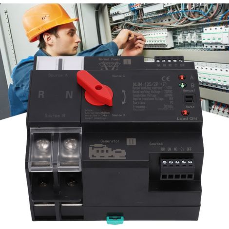 Commutateur de transfert automatique double alimentation 220 V CA 100 A, circuit 2P, commutation au milliseconde, alimentation sans interruption, minuterie, contrôleur de commutateur de transfert, con (1/5)