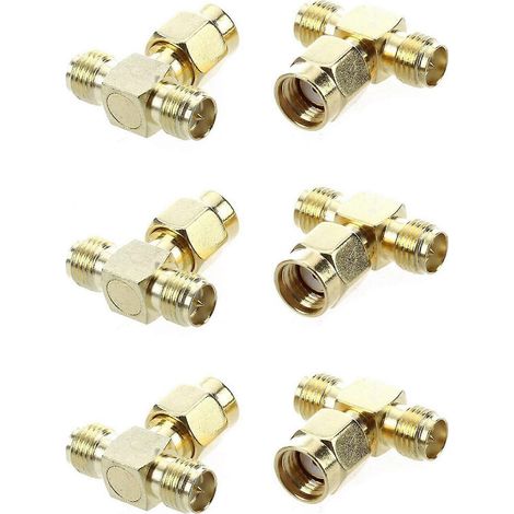 6 Pcs Rp Sma Mâle à Deux Rp Sma Femelle Triple T Rf Adaptateur Connecteur 3 Way Splitter (1/5)
