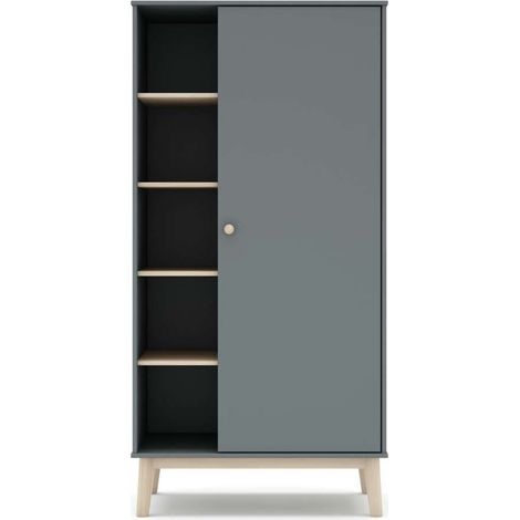 Armario 1 puerta 5 huecos DYLAN acabado verde kaki/cera blanca, 90cm(Ancho) 52cm(Fondo) 181cm(Alto (1/4)