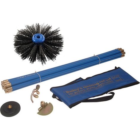 Bailey 5431 Universal Drain Rod & Chimney Sweeping Set w/ Rods and Sweep Brush