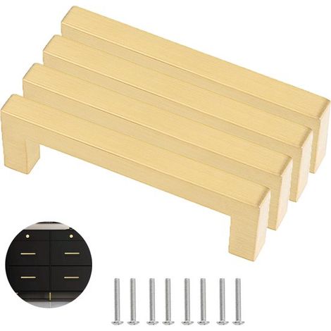 Ensemble de 4 poignées de porte de placard de cuisine en acier inoxydable plaqué or de 128 mm (1/5)