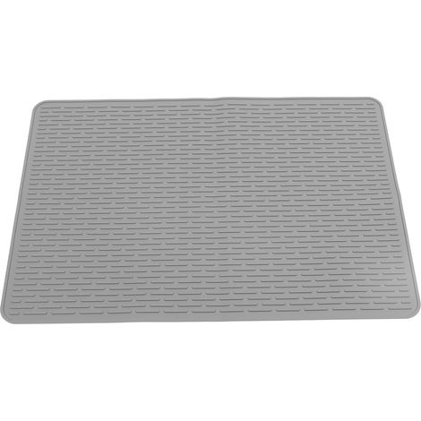 Tapis de litière pour chat antidérapant et polyvalent en silicone, grand format, pour l'intérieur, gris (1/5)