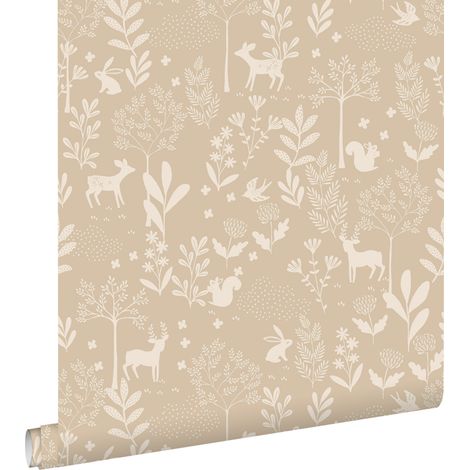 papier peint forêt avec des animaux de la forêt cervine - ESTAhome