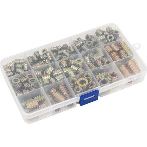 Alliage de Zinc Insert Fileté Hexagonale Écrous Inserts Fileté Insert Écrous Filetage Extérieur M4 M5 M6 M8 M10 pour Kit d'outils d'écrou pour Meubles en Bois(230 Pièces )Lefou (1/5)