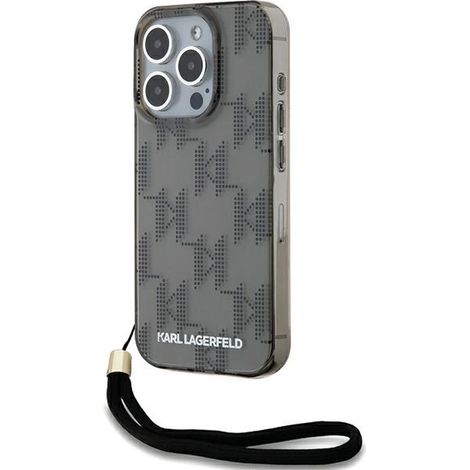 Karl Lagerfeld KLHCP15LHKDPNSK iPhone 15 Pro 6.1 schwarz/schwarze Hartschalen-Hülle IML Mono KL Muster & Kabel (1/5)