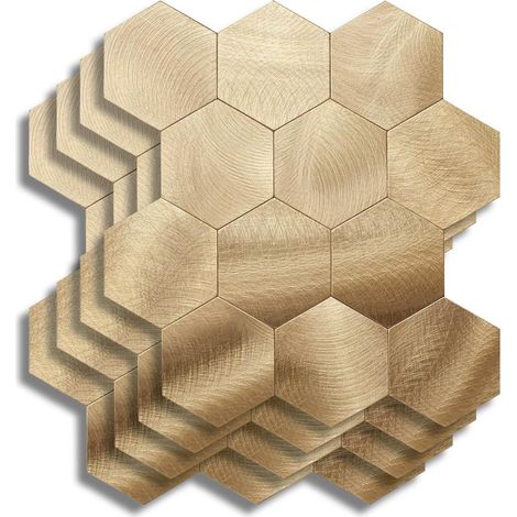 Crédence Adhésive Cuisine, Salle de Bain, Hexa, Cuivre, 4 Pièces, 25 x 23,2 cm, Crédence Épaisse, 3D, Carrelage Adhésif Mural, Lavable, Imperméable (1/5)