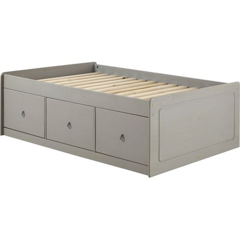 Corona Grey & Antique Waxed Pine 3'0" Cabin Bed with 3 Drawers (1/2)