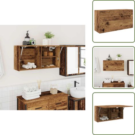 Wand Schrank - vidaXL Bad-Wandschrank Altholz-Optik 80x25x40 cm Holzwerkstoff - Stauraum Bad (1/5)