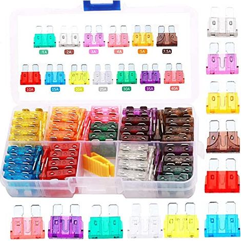 90 pcs Mini Lame Fuse Set Assortiment Fusibles (1A 2A 3A 4A 5A 7.5A 10A 15A 20A 25A 30A 35A 40A) pour Camion De Voiture avec 1 Lame Fusible Extracteur et 1 Boîte De Rangement (1/4)