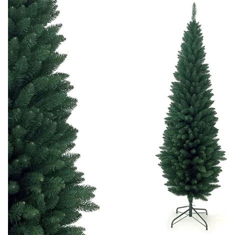 Albero di natale abete verde pino artificiale alto cm210 slim stretto folto salva spazio folto apertura rapida particolare (1/5)