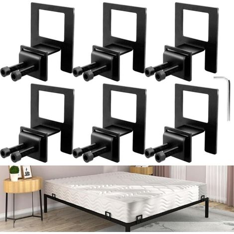 Pack de 6 soportes de colchón antideslizantes para somieres, XU, Articulaciones ajustables, Soporte para somier de láminas, Fácil montaje, Negro - KZQ (1/4)